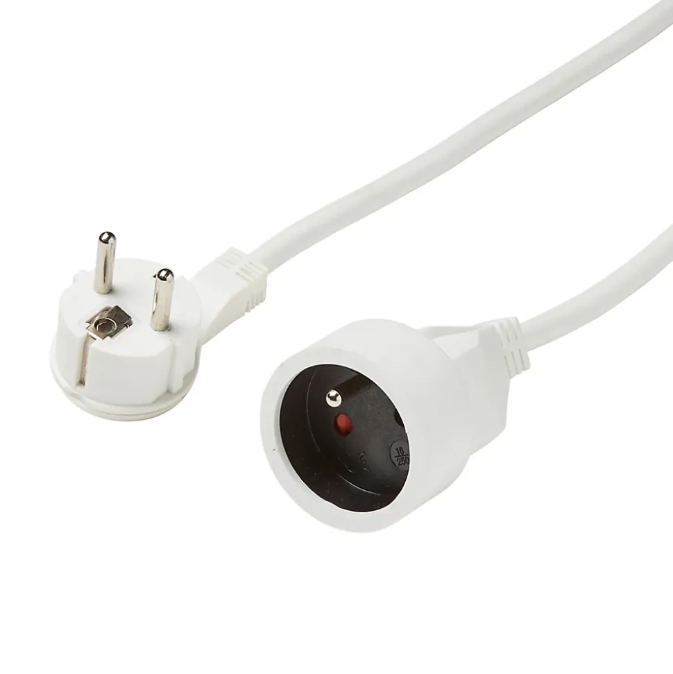 Rallonge intérieur H05VV-F Diall 3 x 1.5 mm² 3m + prise blanc