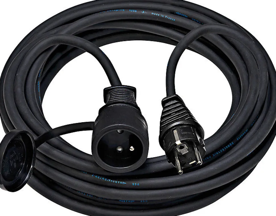 Rallonge électrique 25 m câble H07RN-F 3G2,5 prise à clapet IP44, étanche et souple