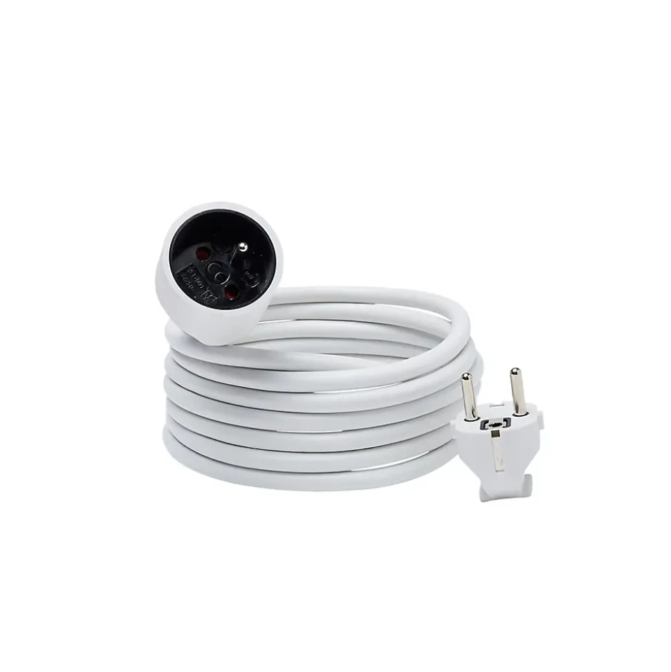 Rallonge électrique câble H05VVF 3G1,5 mm², 3680 W coloris blanc longueur 3 m