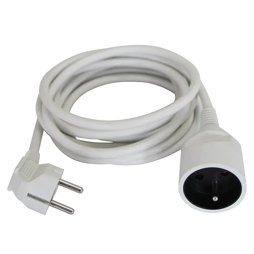 Rallonge électrique câble H05VVF 3G1,5 mm², 3680 W coloris blanc longueur 3 m