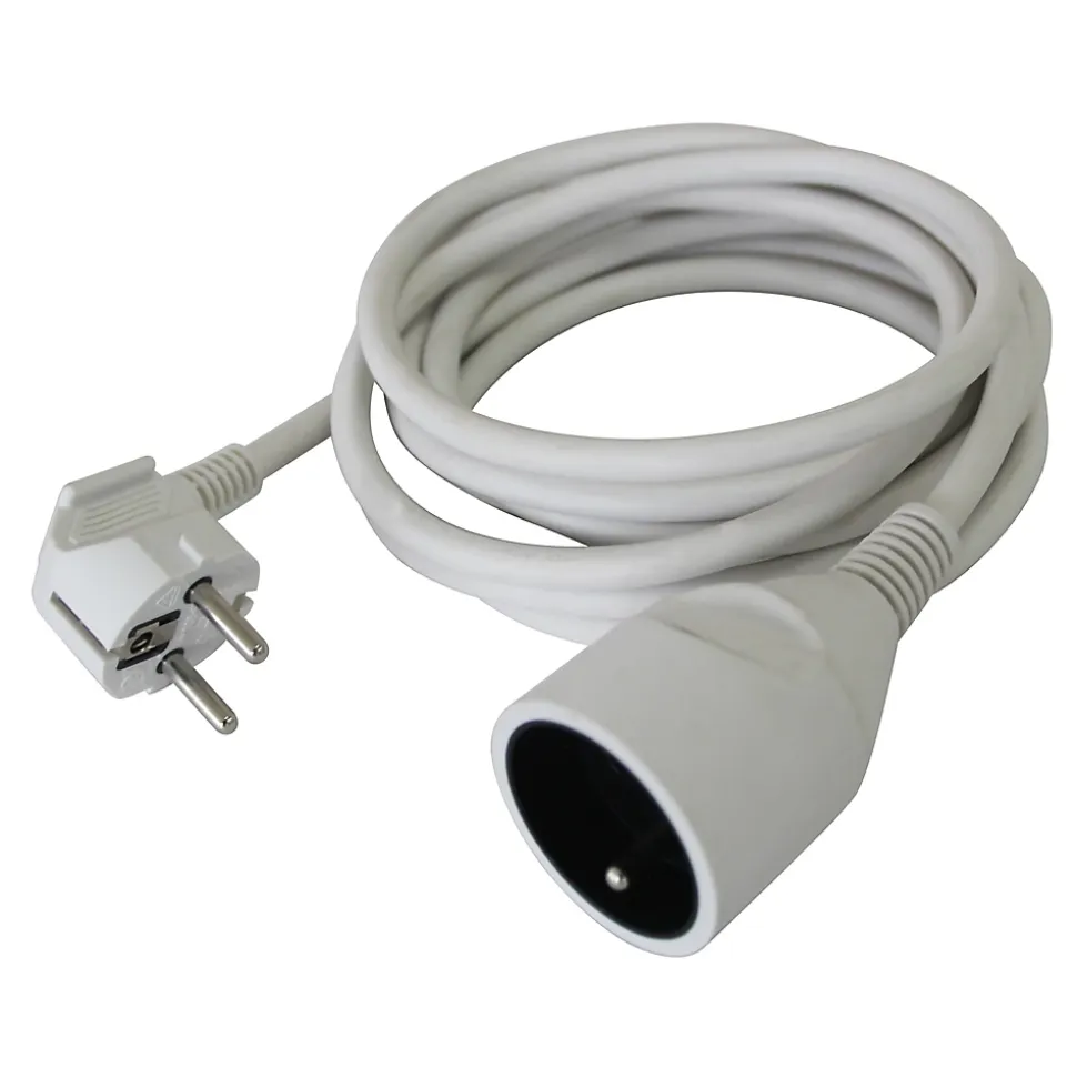 Rallonge électrique câble H05VVF 3G1,5 mm², 3680 W coloris blanc longueur 3 m