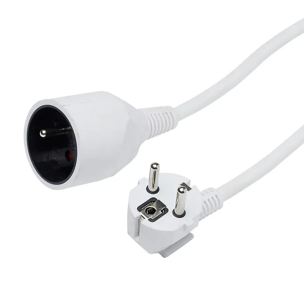 Rallonge électrique câble H05VVF 3G1,5 mm², 3680 W coloris blanc longueur 3 m