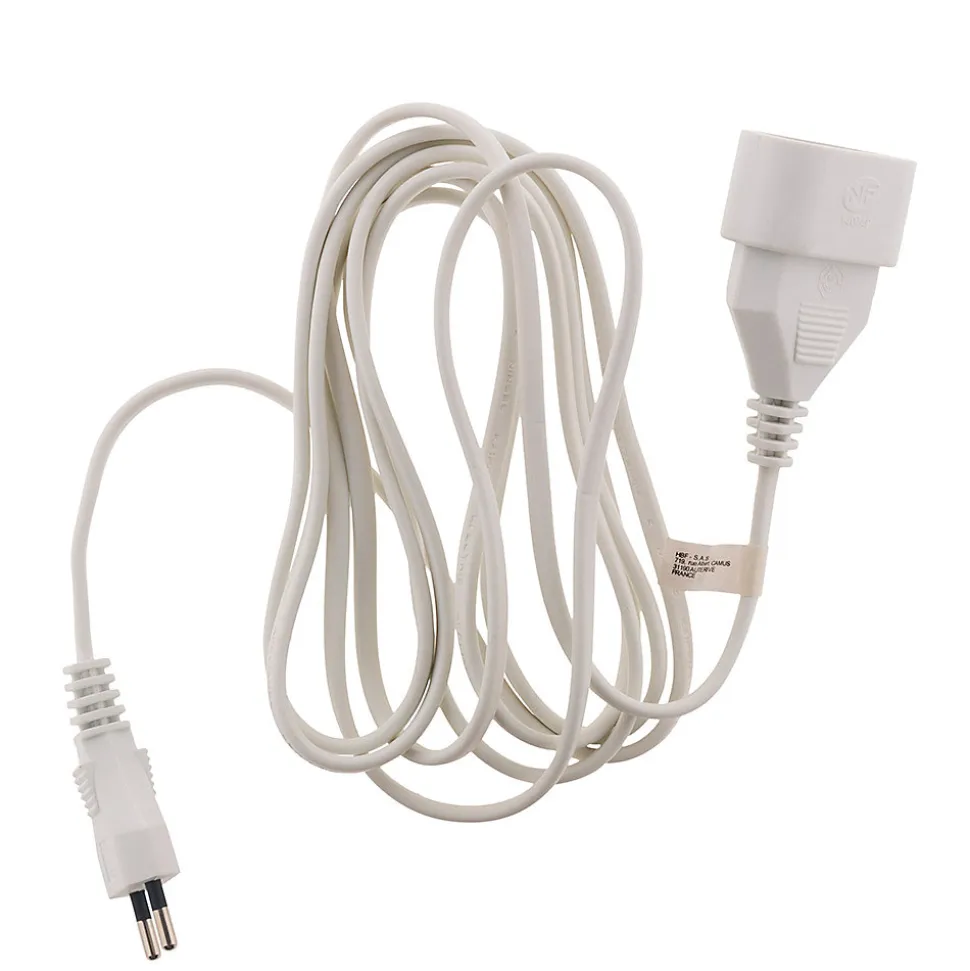 Rallonge 2m - HO3VVH2F 2x0,75mm² 6A - blanc - Zenitech
