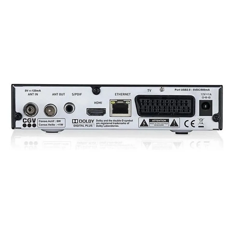 Récepteur TNT HD CGV ETIMO 2TC double tuner HDMI 1080p USB Ethernet Noir