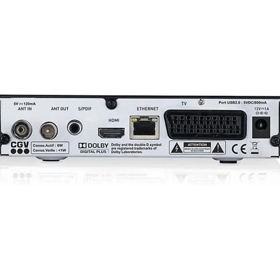 Récepteur TNT HD CGV ETIMO 2TC double tuner HDMI 1080p USB Ethernet Noir