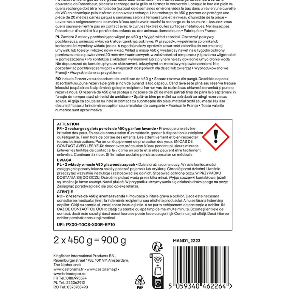 Recharge pour absorbeur d'humidité GoodHome 2 galets lavande 20m² 450g