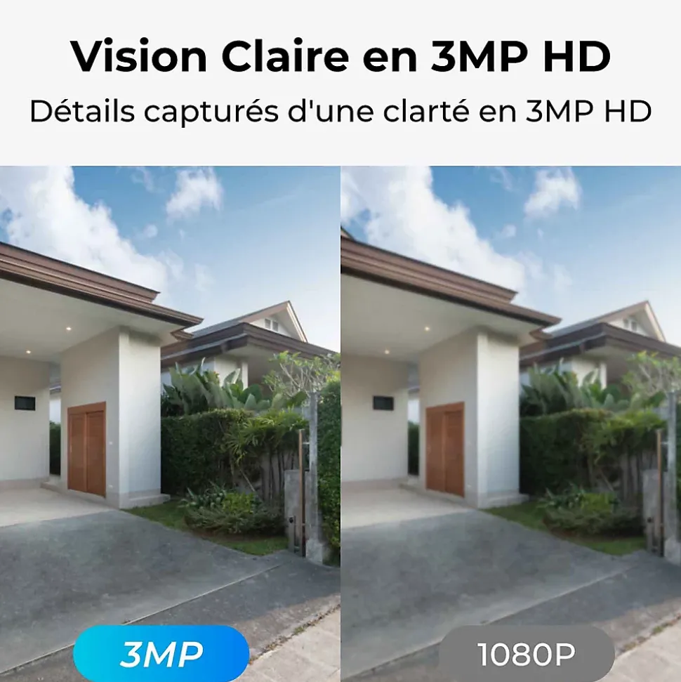 Reolink - Caméra de surveillance Argus PT Lite B420 - Rotation 355 - Vision nocturne - Avec panneau solaire