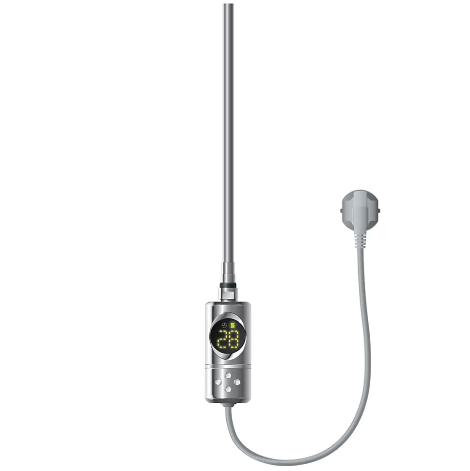 Resistance electrique chrome 600W thermostat avec écran LED mode minuterie