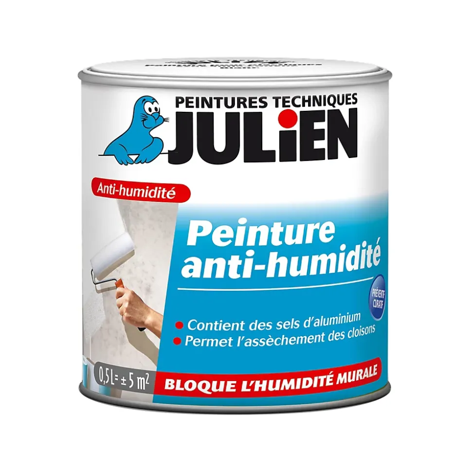 Revêtement étanche à base de résine pliolite pour caves et sous sols Julien satin blanc satiné 0,5L
