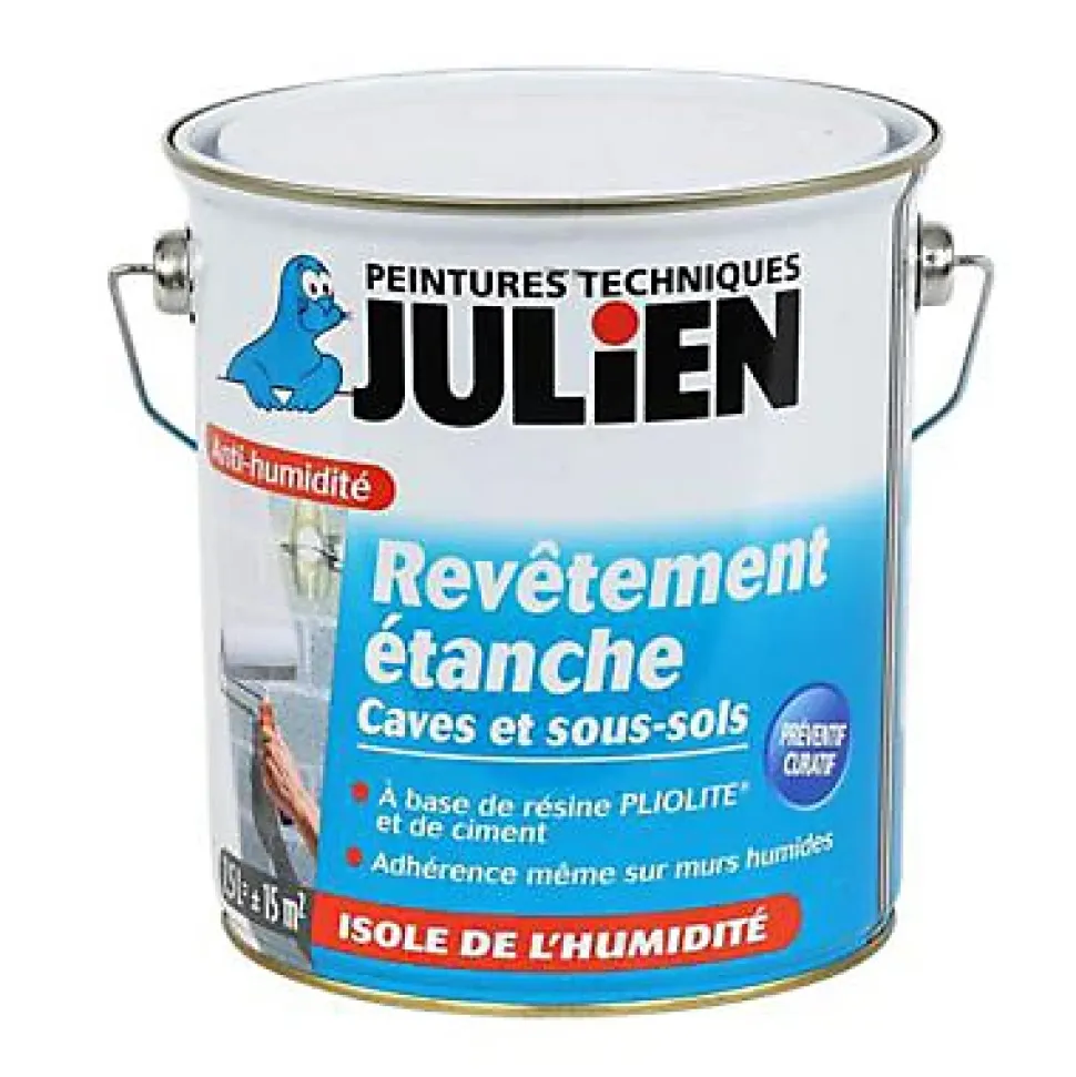 Revêtement étanche à base de résine pliolite pour caves et sous sols Julien mat blanc mat 2,5L