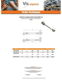 Ridoir à chapes articulées Inox A4 Diamètre 6 - 1 pièce