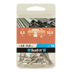 Rivet aveugle tête plate aluminium 4,0 x 14 mm, 15 pièces