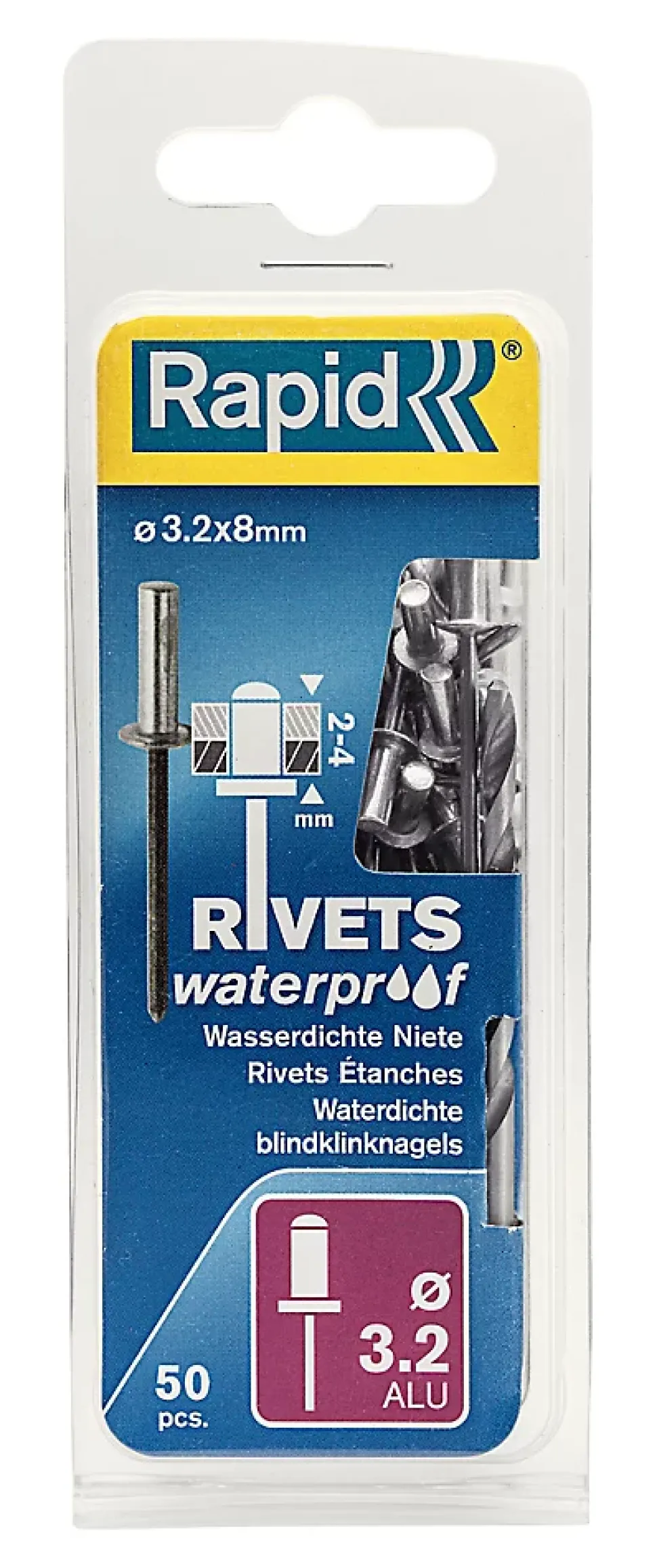 Rivets étanches Rapid Ø3.2x8mm aluminium