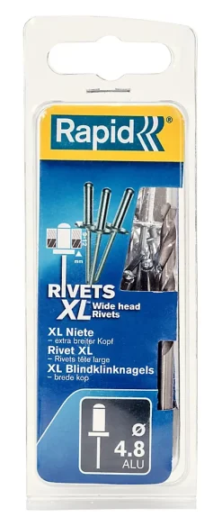Rivets XL Rapid Ø4.8 x 12mm Aluminium et acier