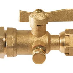 Robinet d'arrêt à boisseau sphérique avec purge - Ravani - F 3/4' - Diamètre 32 mm - Après compteur - Pour tube PE