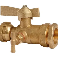 Robinet d'arrêt à boisseau sphérique avec purge - Ravani - F 3/4' - Diamètre 32 mm - Après compteur - Pour tube PE