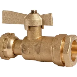 Robinet d'arrêt à boisseau sphérique - F 1' - Diamètre 32 mm - Avant et après compteur d'eau - Pour tube PE - Ravani