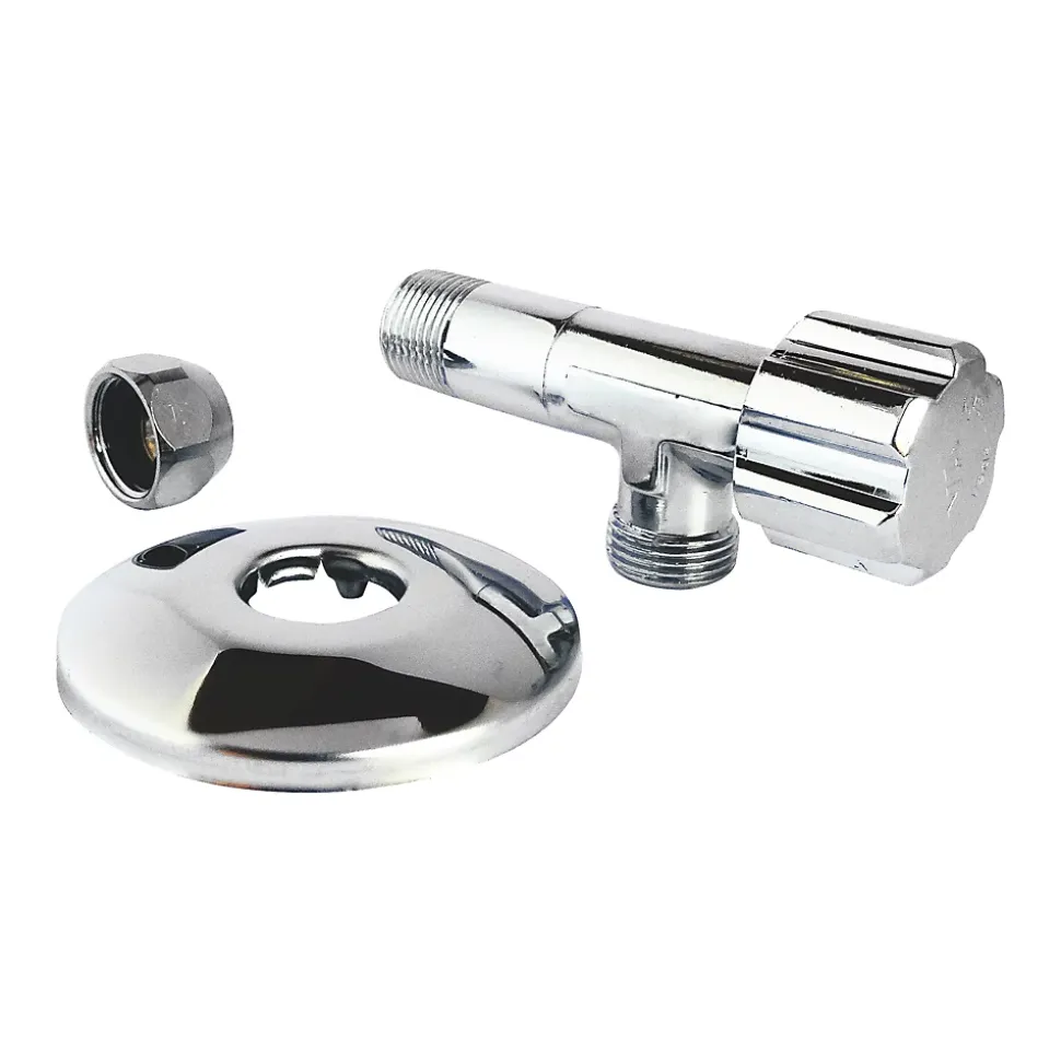 Robinet d'arrêt équerre sous-lavabo long, Mâle 12/17 - Tube cuivre Ø10 mm Schell