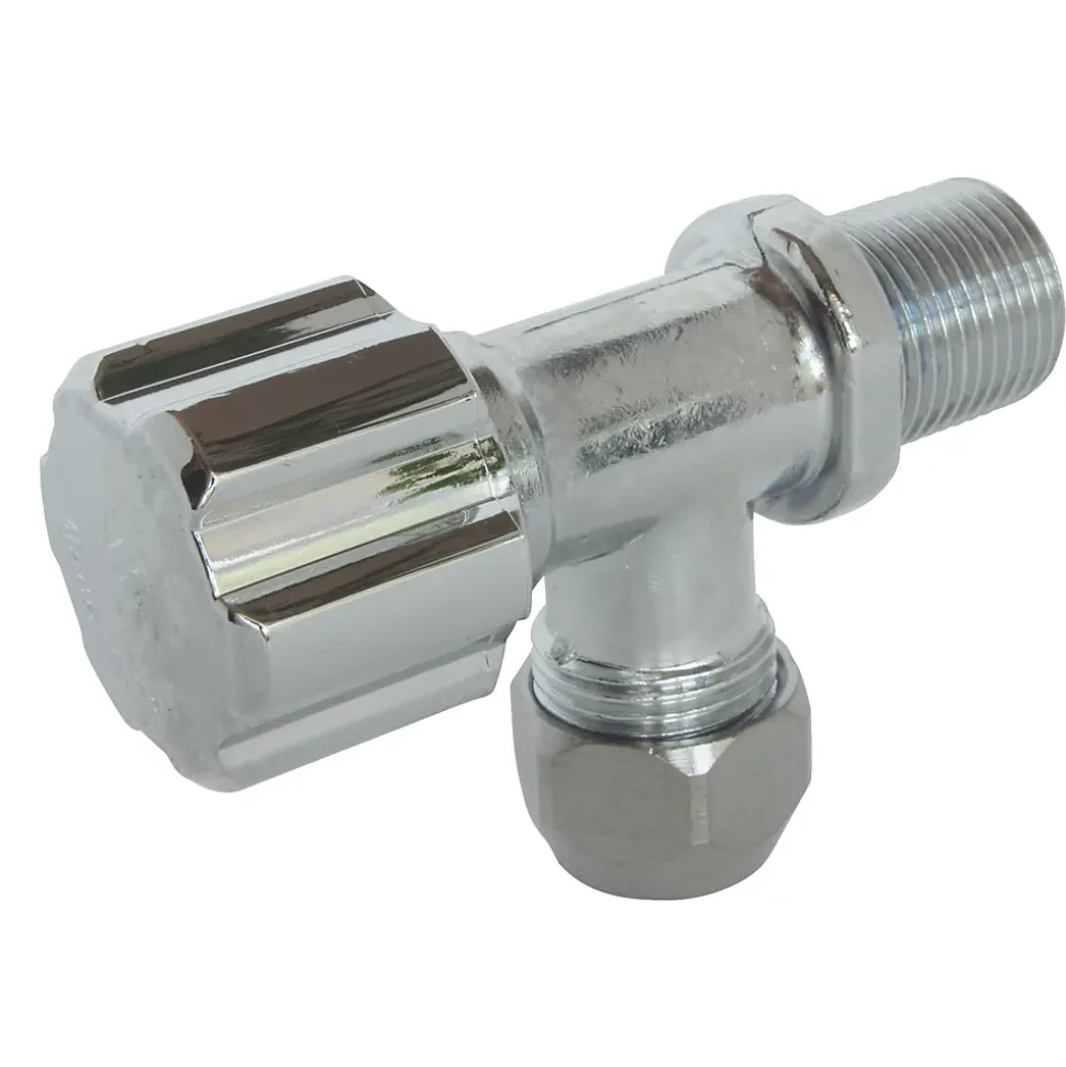 Robinet d'arrêt équerre sous-lavabo court, Mâle 12/17 - Tube cuivre Ø10 mm Schell
