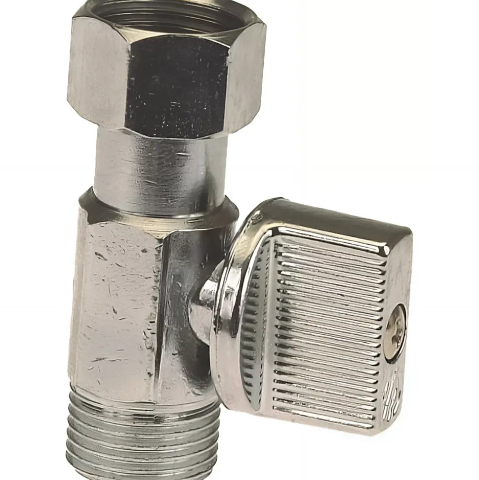 Robinet de chasse d'eau droit standard 3/8" pour WC mécanisme d'alimentation chasse d'eau 1/4 de tour droit de 3/8" (12x17) chrome