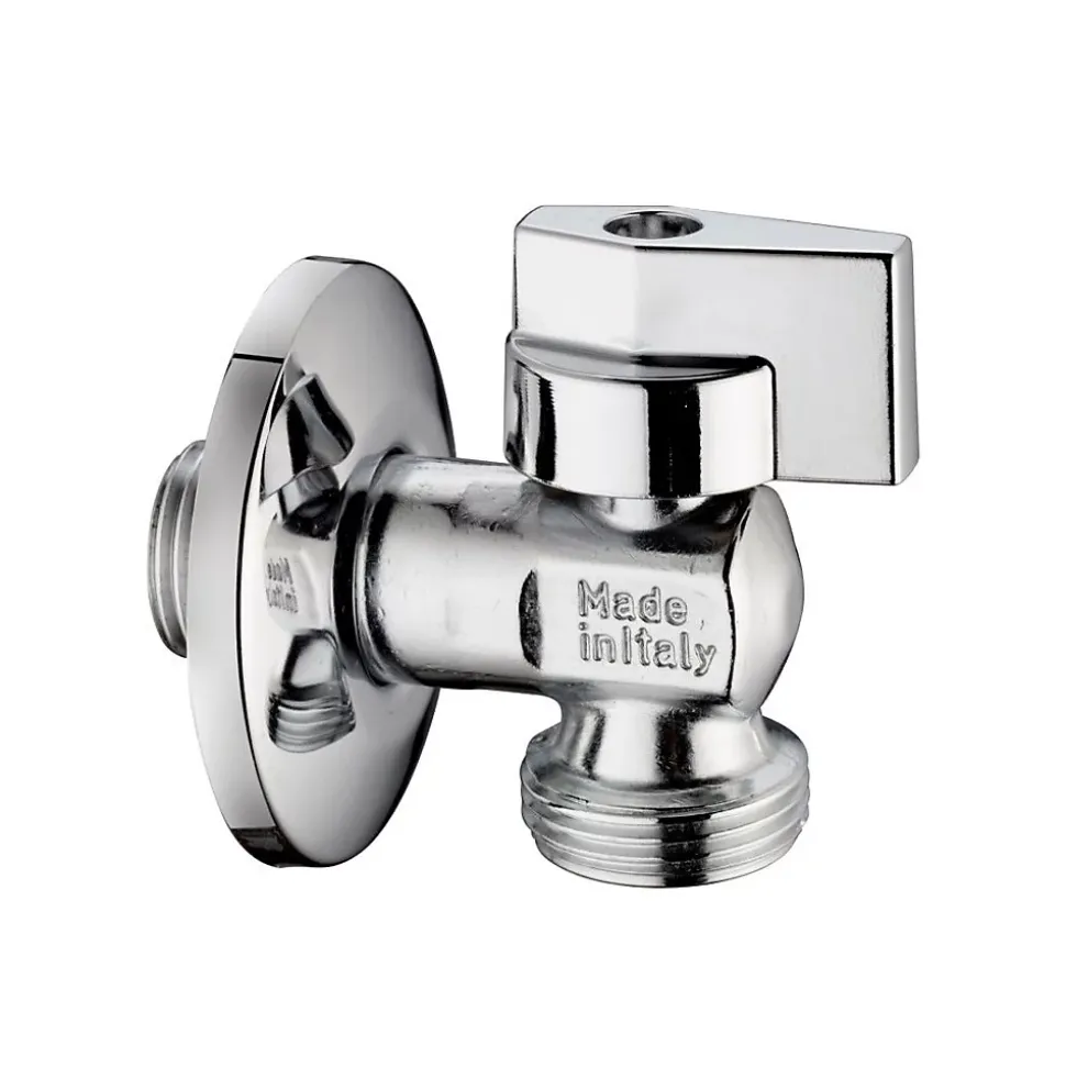 Robinet De Machine À Laver À Bille Chromé Avec Rosace Inox 1/2X3/4