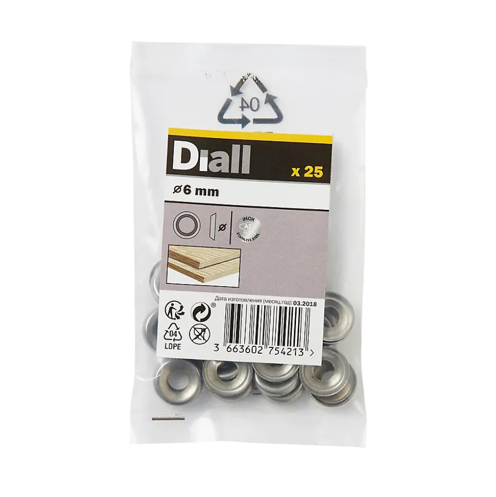 Rondelles cuvettes en acier inoxydable A2 ø 6mm - 25 pièces