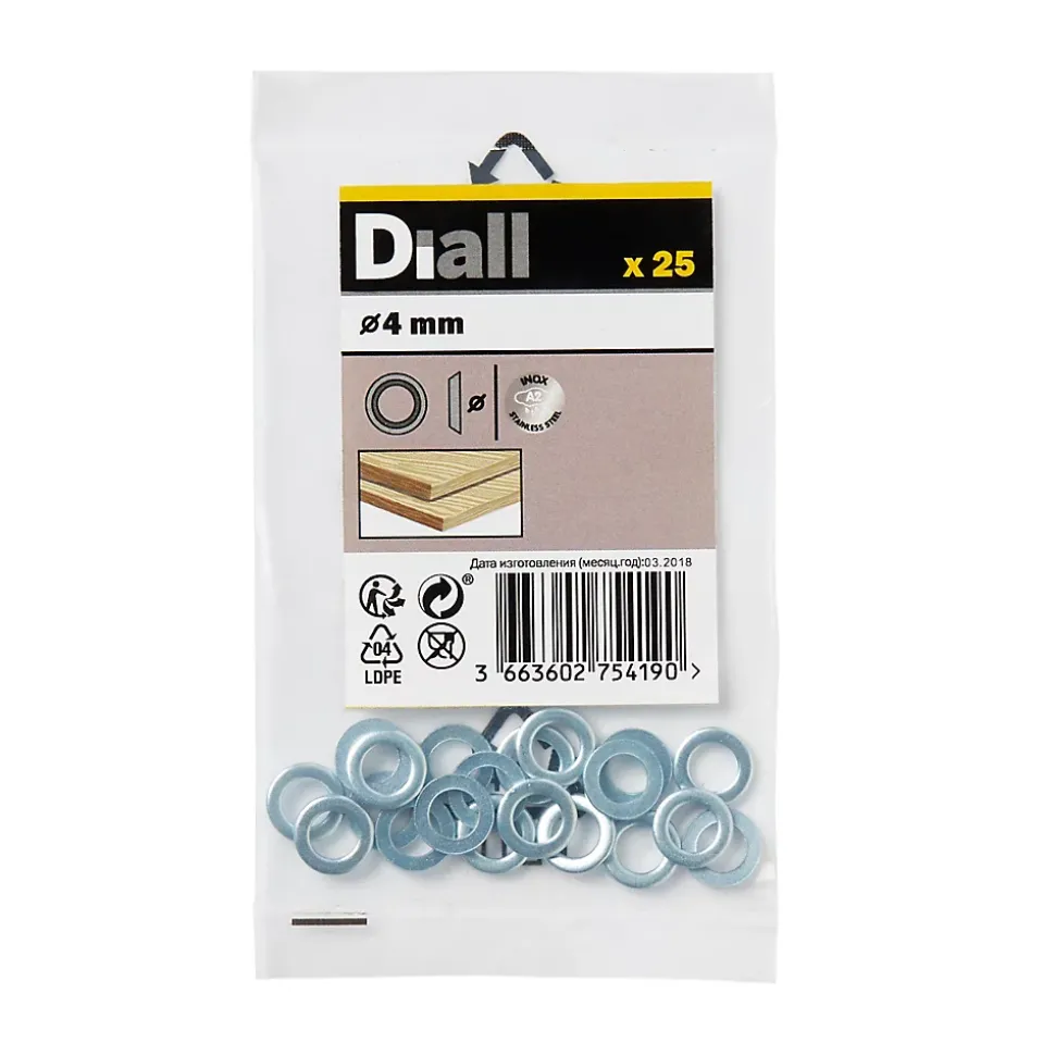 Rondelles cuvettes en acier inoxydable A2 ø 4mm - 25 pièces