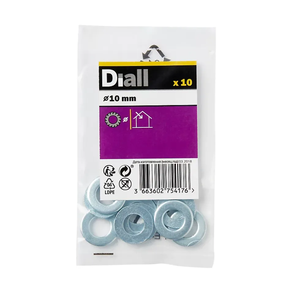 Rondelles plates en acier au carbone ø 10mm - 10 pièces.