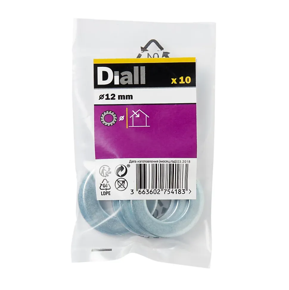 Rondelles plates en acier au carbone ø 12mm - 10 pièces.
