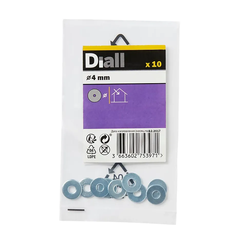 Rondelles plates larges de réparation en acier au carbone ø 4mm - 10 pièces