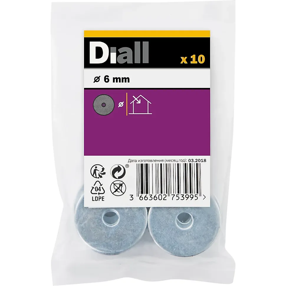 Rondelles plates larges de réparation en acier au carbone ø 6mm - 10 pièces