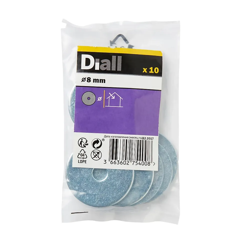 Rondelles plates larges de réparation en acier au carbone ø 8mm - 10 pièces