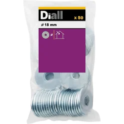 Rondelles plates larges en acier au carbone ø 18mm - 50 pièces
