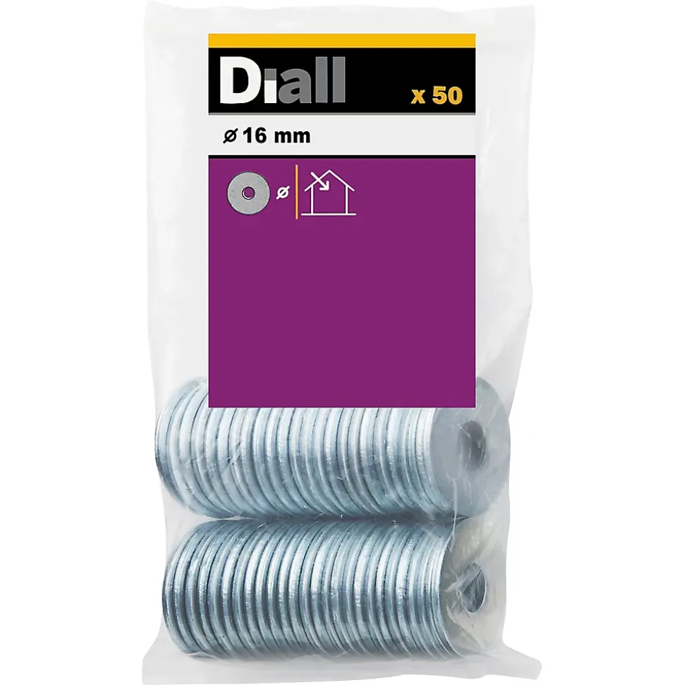 Rondelles plates larges en acier au carbone ø 16mm - 50 pièces