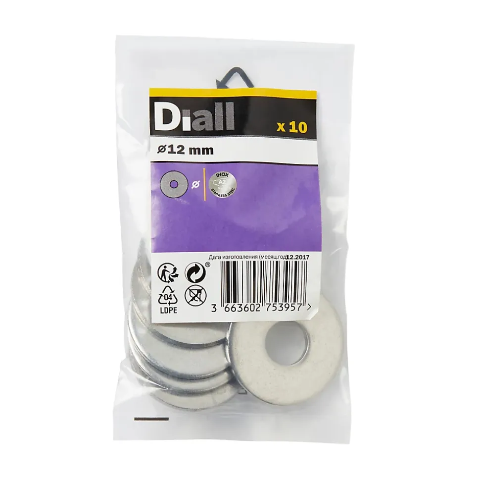 Rondelles plates larges en acier au carbone ø 12mm - 10 pièces