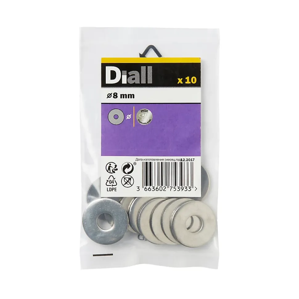 Rondelles plates larges en inox ø 8mm - 10 pièces