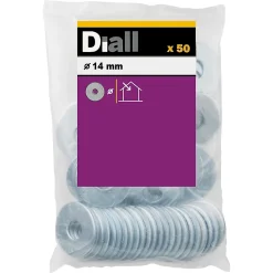 Rondelles plates larges en acier au carbone ø 14mm - 50 pièces