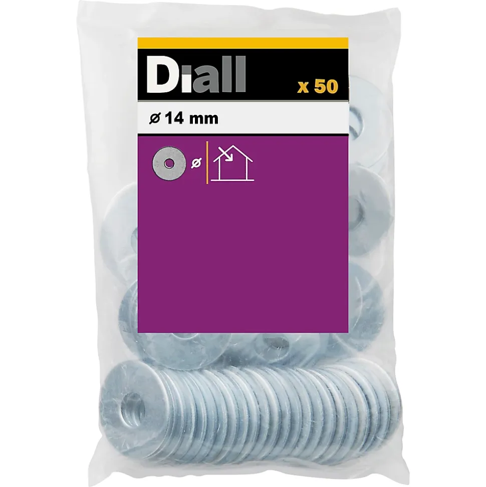 Rondelles plates larges en acier au carbone ø 14mm - 50 pièces