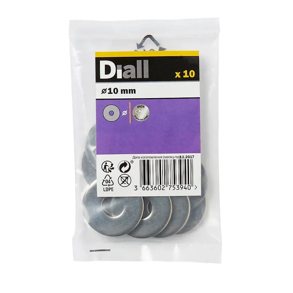 Rondelles plates larges en inox ø 10mm - 10 pièces