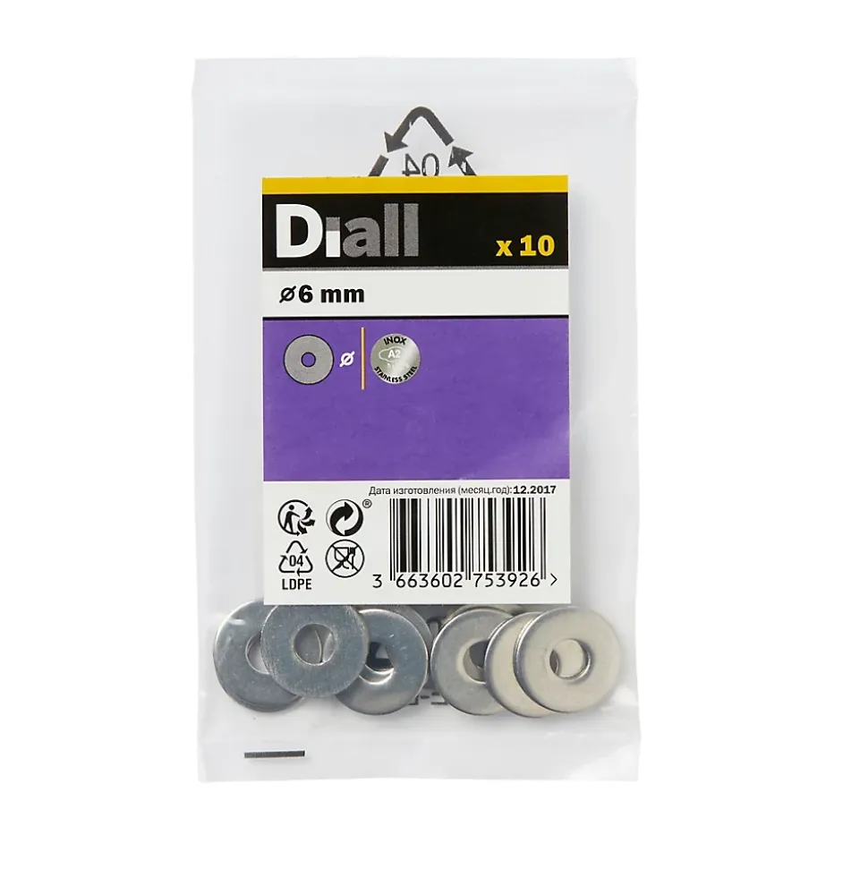 Rondelles plates larges en inox ø 6mm - 10 pièces