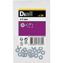 Rondelles plates moyennes en acier au carbone ø 3mm - 20 pièces