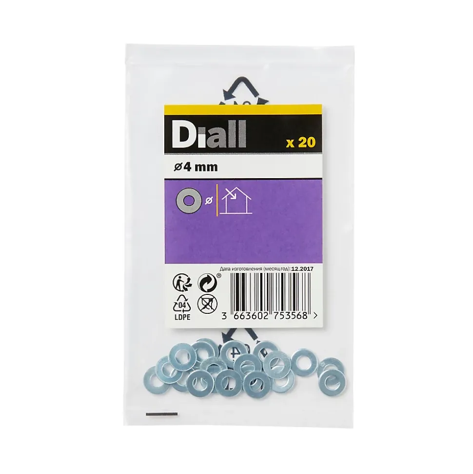 Rondelles plates moyennes en acier au carbone ø 4mm - 20 pièces
