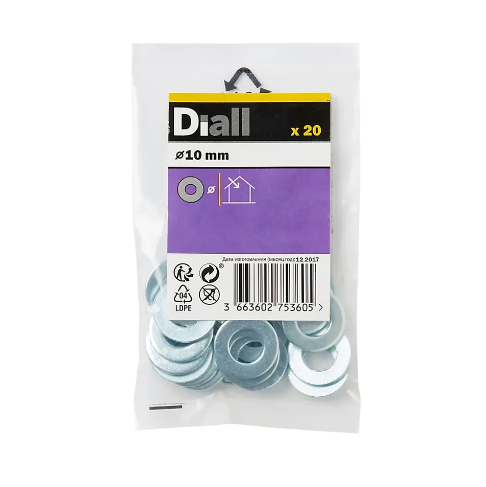 Rondelles plates moyennes en acier au carbone ø 10mm - 20 pièces