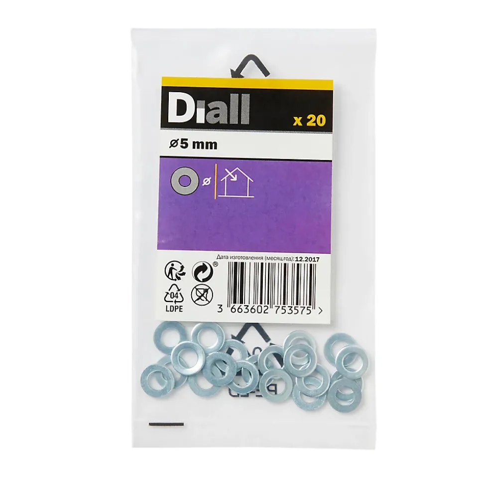Rondelles plates moyennes en acier au carbone ø 5mm - 20 pièces