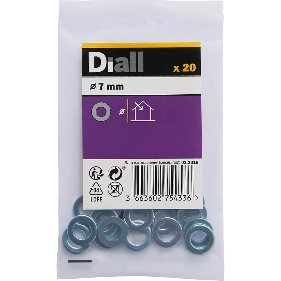 Rondelles plates étroites en acier au carbone ø 7mm - 20 pièces
