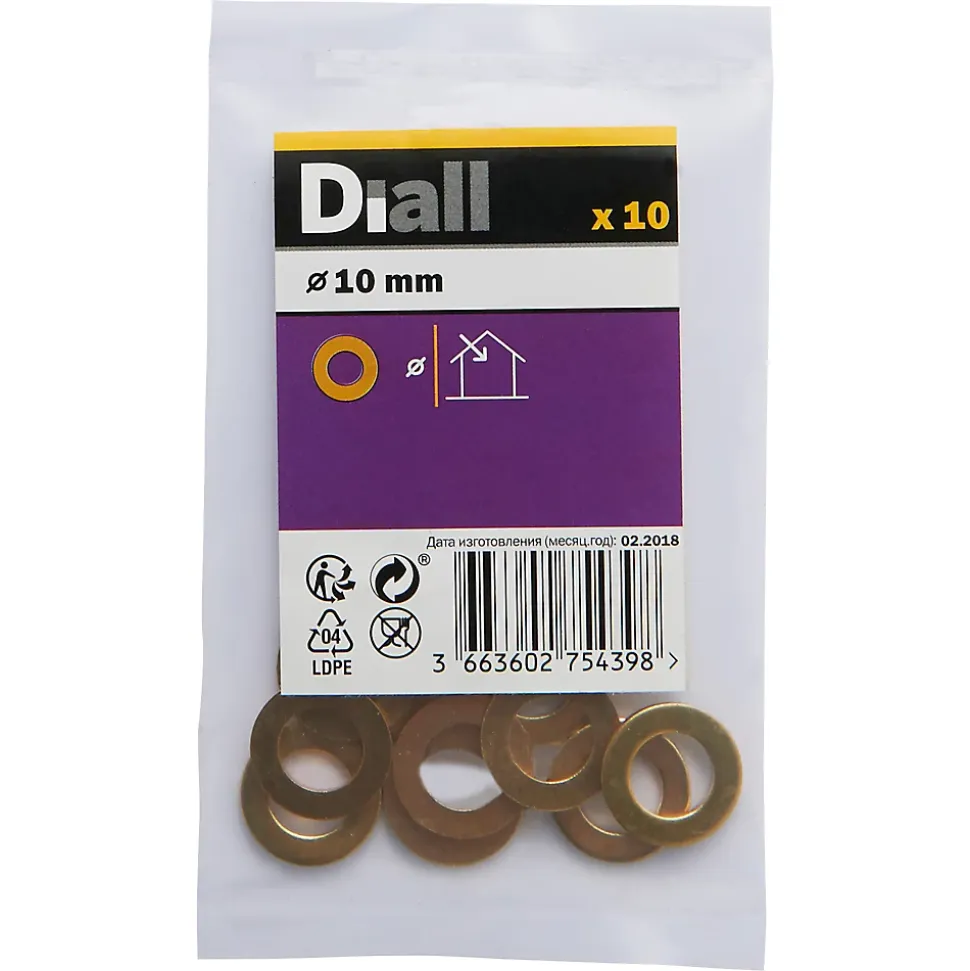 Rondelles plates étroites en laiton ø 10mm - 10 pièces