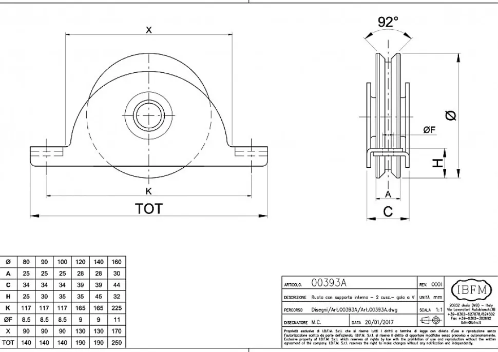 Roue pour portail coulissant monture à support intérieur 2 roulements gorge V - IBFM Argent 14 700