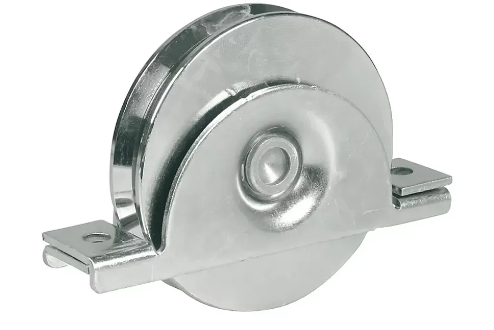 Roue pour portail coulissant monture à support intérieur 2 roulements gorge V - IBFM Argent 14 700