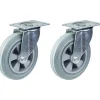 Roulette de 200mm 8" à bandage caoutchouc gris, pivotante, forte capacité de 410kg, jeu de 2
