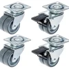 Roulette double 50mm 2" caoutchouc gris pivotante et frein capacité 280kg, jeu de 4